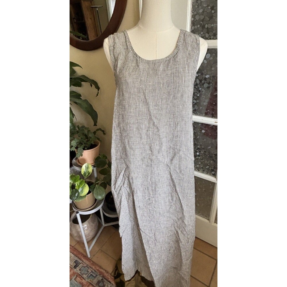 Vintage Willow Linen Dress Jumper Linen USA Made Sz L Maxi Minimalist Cottage